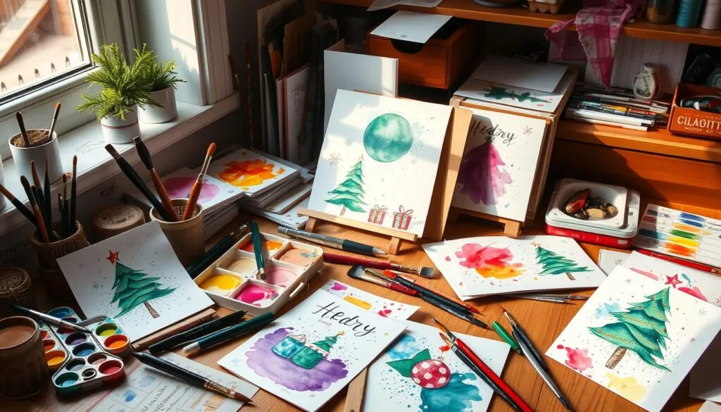 DIY Watercolor Holiday Cards