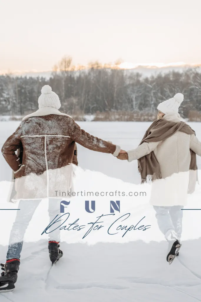 fun winter date night with couple ice skating together 