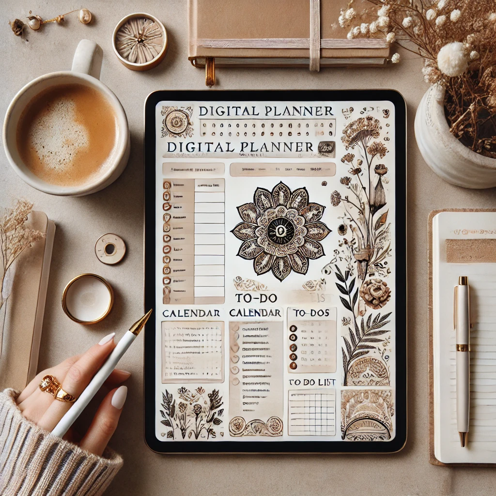 Example of a personalized digital planner that has a to list and daily page showing 
