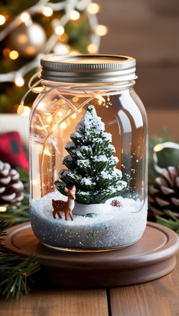 DIY Maon Jar snow globe 