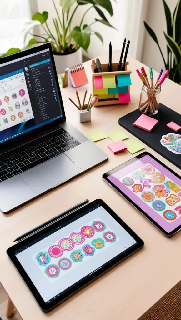 digital diy sticker set up