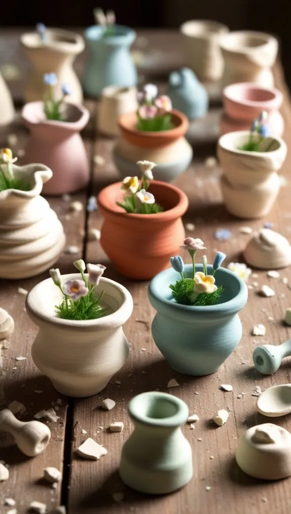 DIY Clay mini flower pots 