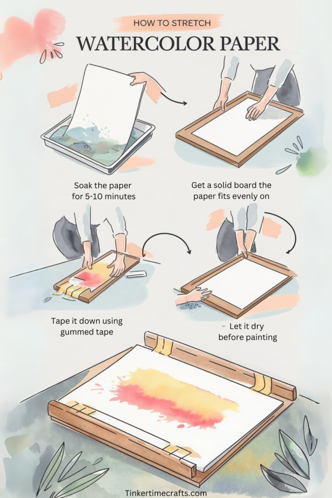 how to stretch watercolor paper steps