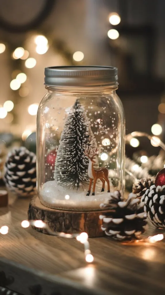 DIY Christmas Snow Globe made in a mason jar 