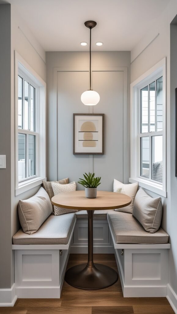 small space corner dining nook 