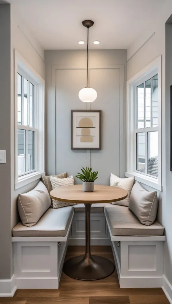 small space corner dining nook 