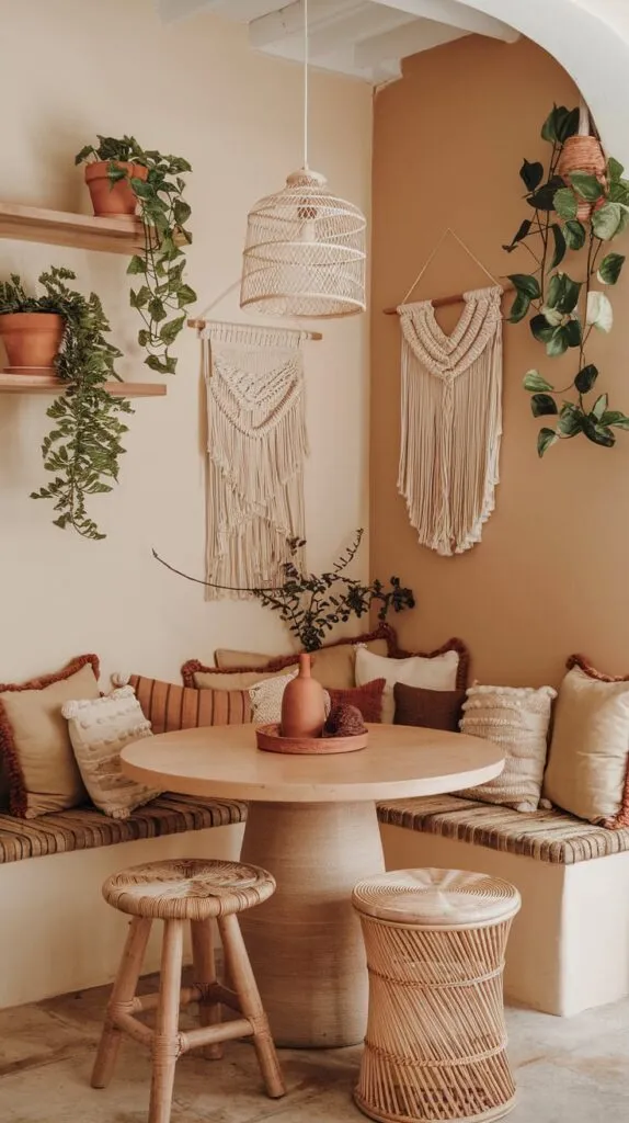 Boho corner dining nook 