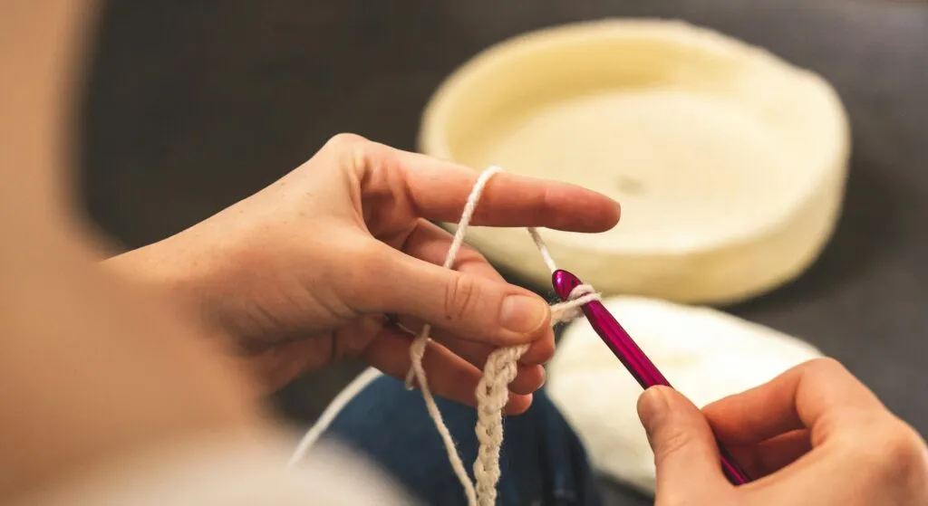 crochet yarn and hook girl crocheting