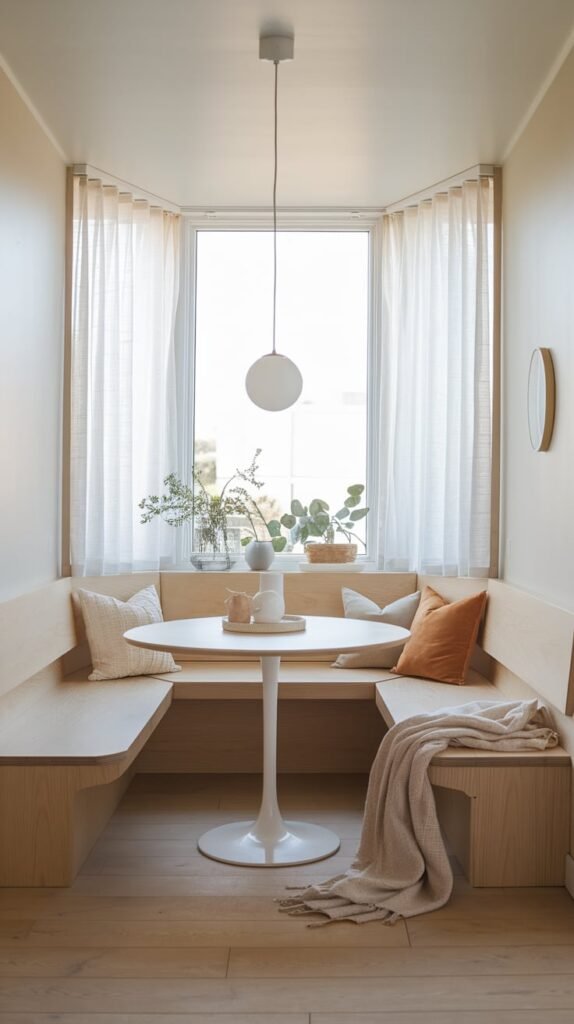 Scandinavian corner dining nook 