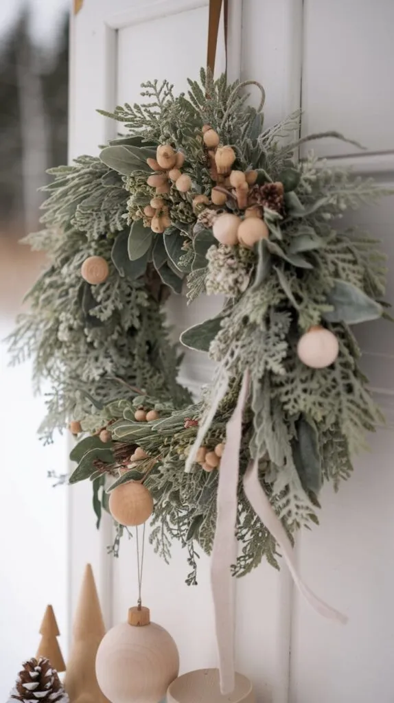 DIY Scandinavian wreath front door decor idea 