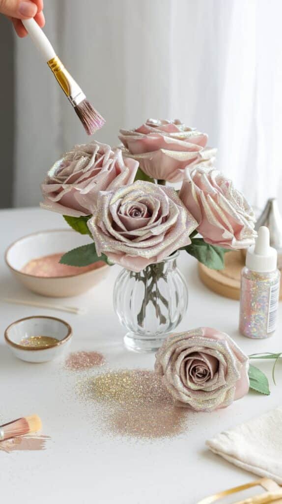 DIY Glitter Roses