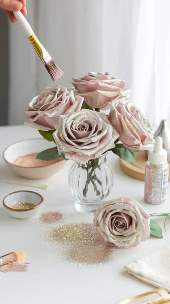 DIY Glitter Roses