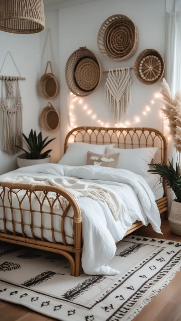boho white bedroom design 