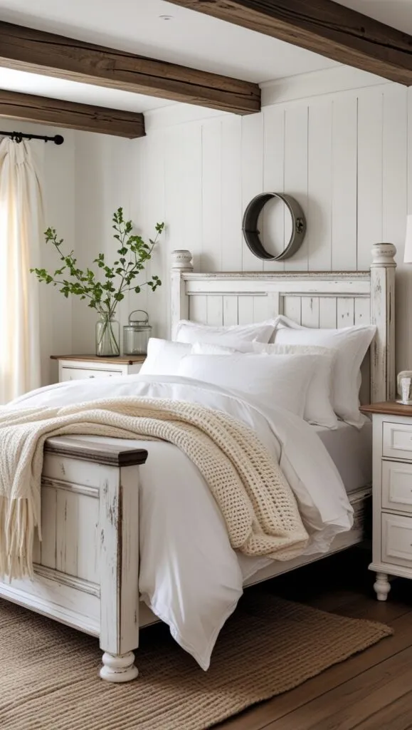 farmhouse white bedroom ideas