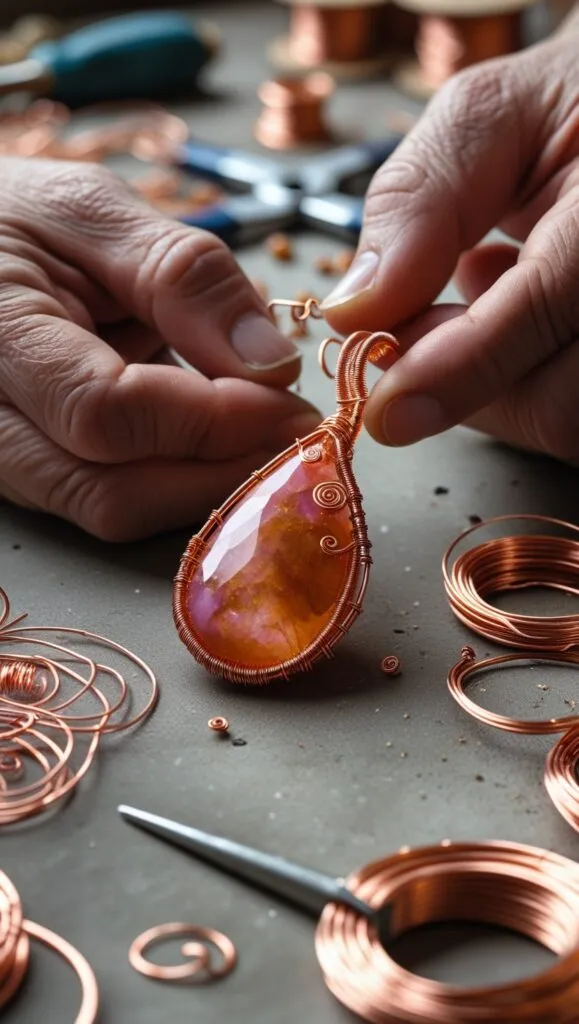 Wire Wrapping Jewelry Pendant with copper wire