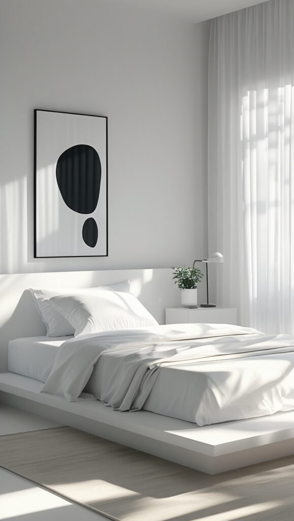 minimalist white bedroom 