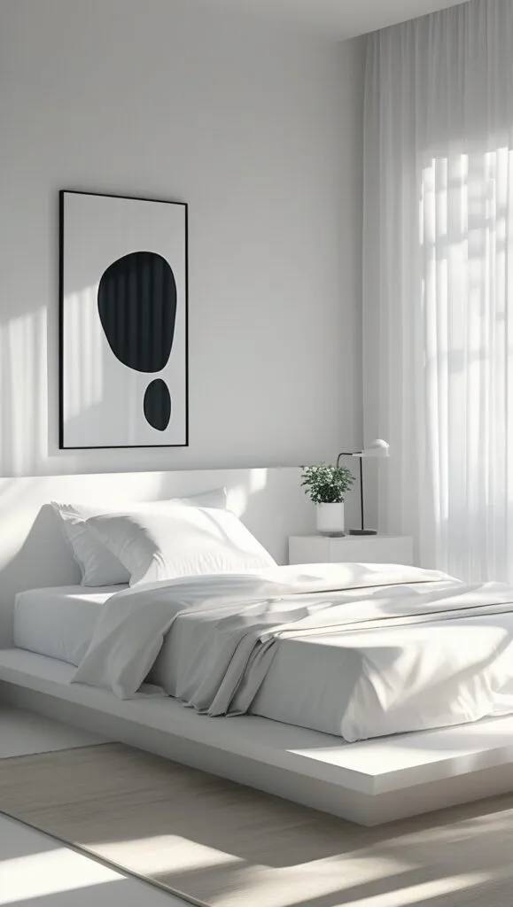 minimalist white bedroom 