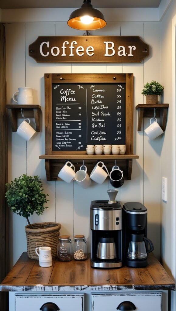 Farmhouse coffee bar idea 