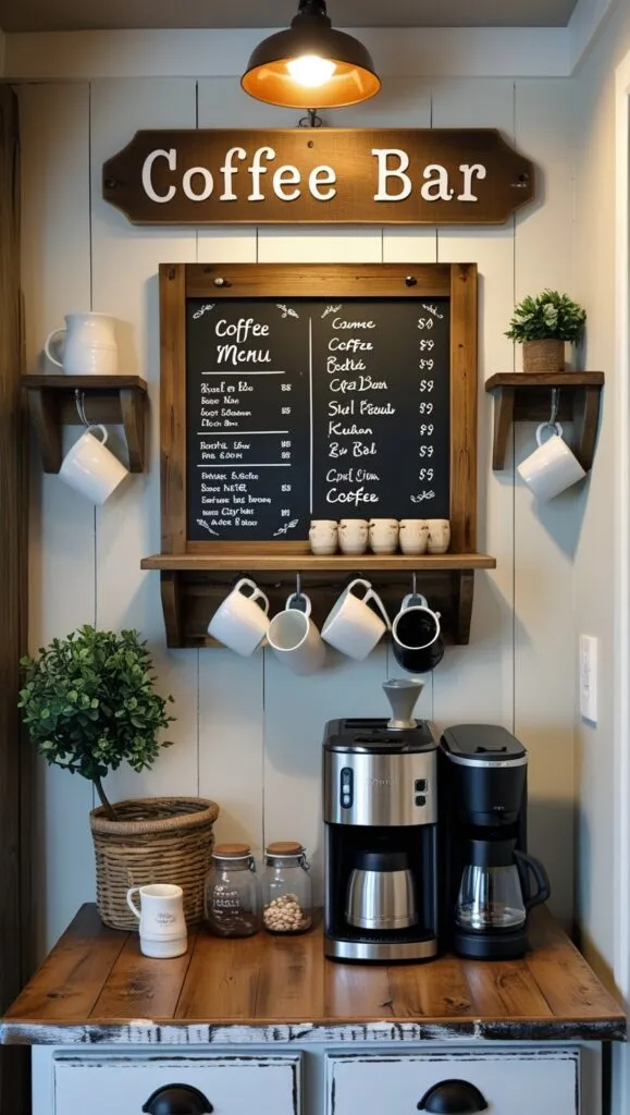 Farmhouse coffee bar idea 