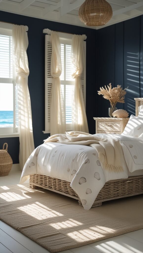 Dark blue bedroom