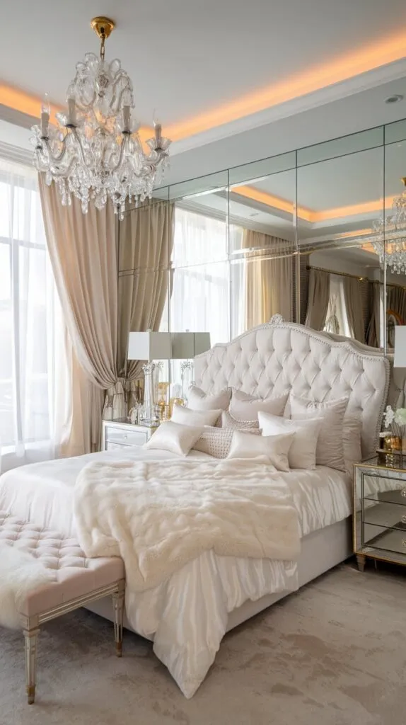 a glam white bedroom design 