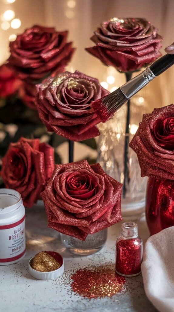 DIY Glitter roses 