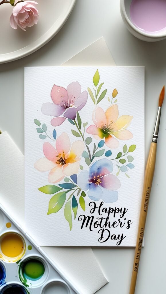 DIY Watercolor Floral Mother's Day Card