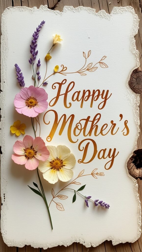 Pressed Flowers Handmade Mother's Day card