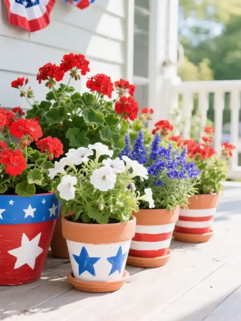 Fourth of July flower pots